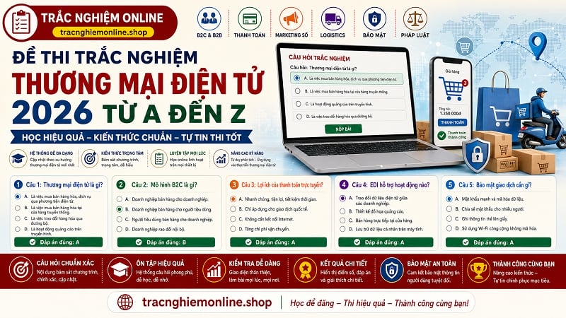 Đề thi trắc nghiệm thương mại điện tử 2026 từ A đến Z