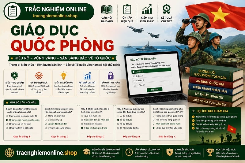 Đề thi trắc nghiệm giáo dục quốc phòng 2026 có đáp án