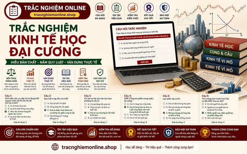 Trắc nghiệm kinh tế học đại cương 2026 có giải thích và đáp án