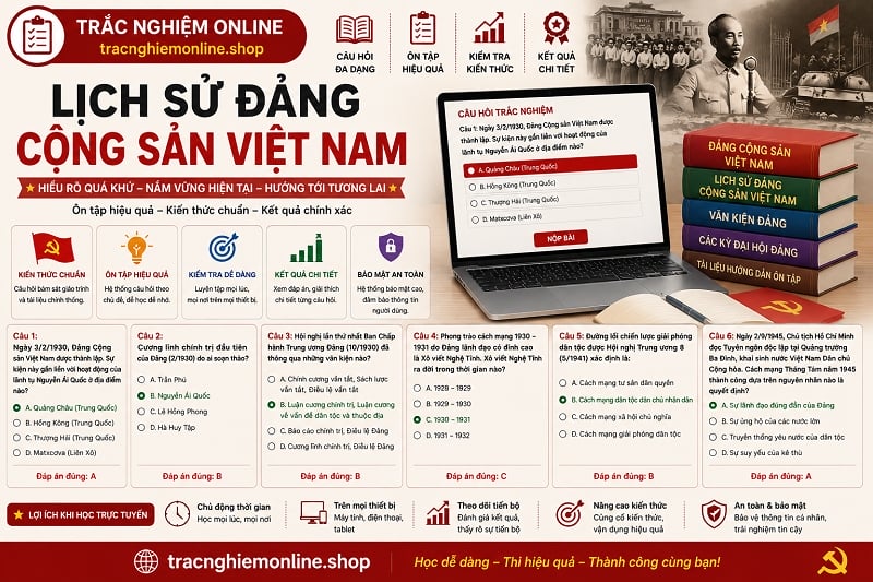 Đề thi trắc nghiệm lịch sử đảng Cộng Sản Việt Nam 2026 có đáp án